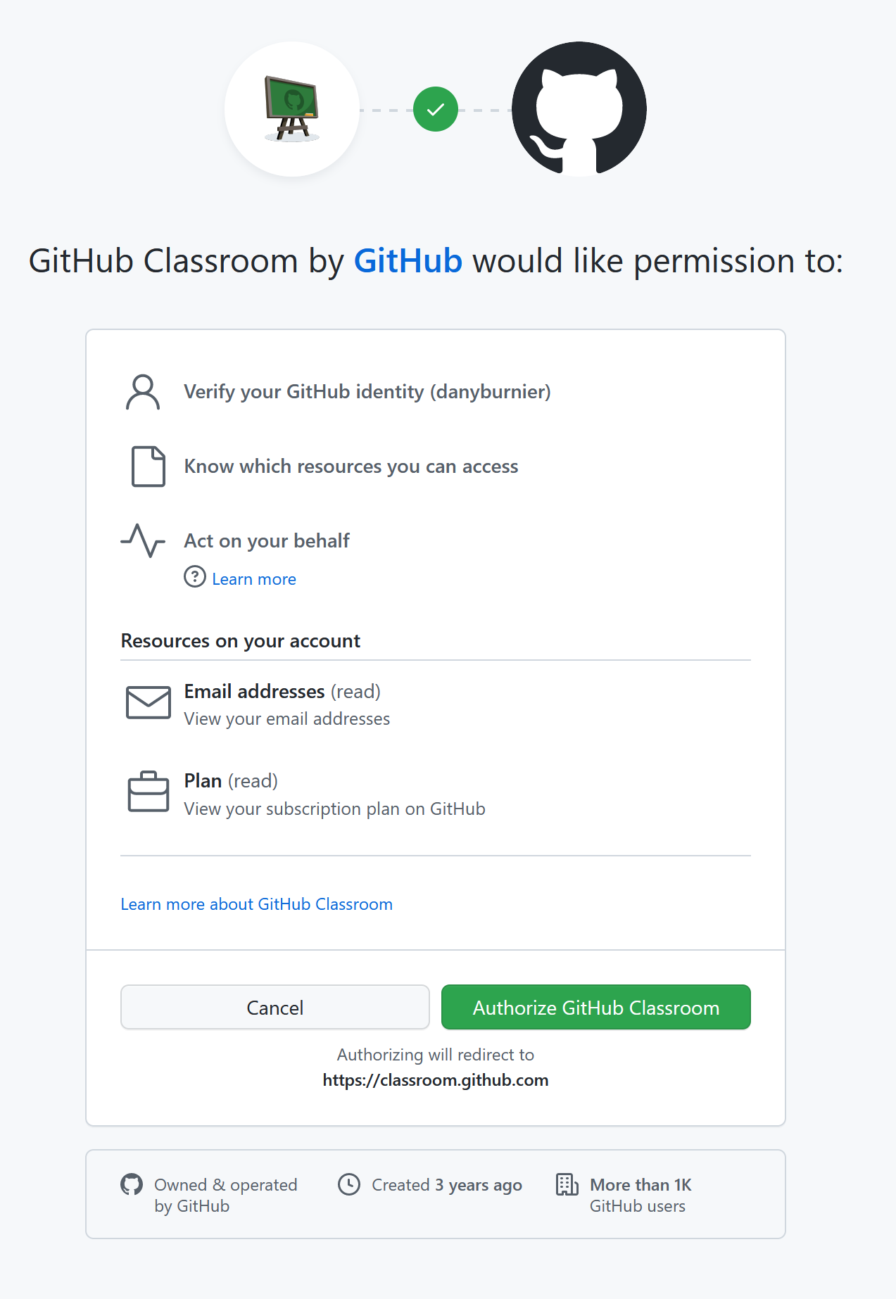 Authorize Github Classroom