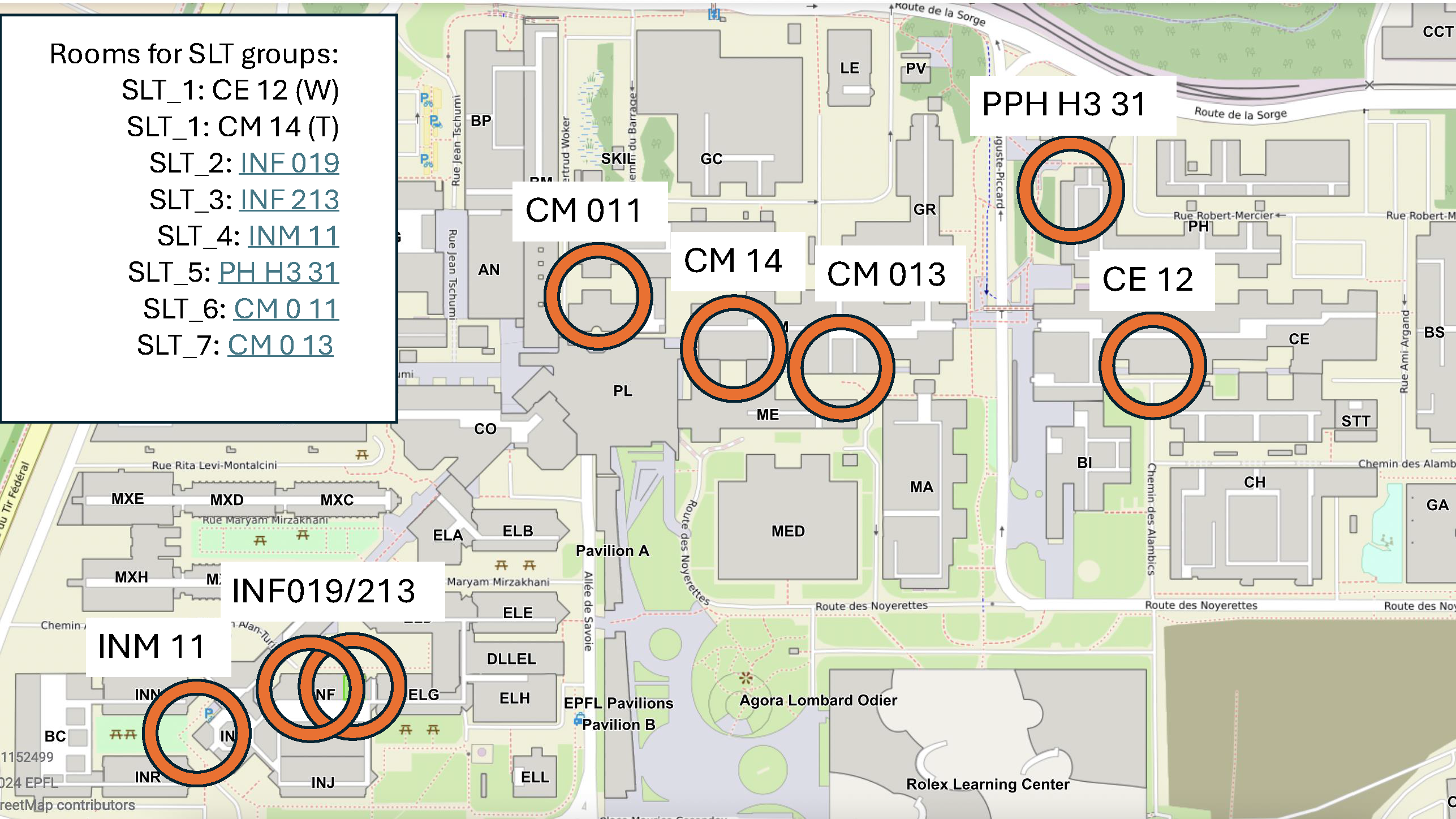 Location of SLT rooms on campus
