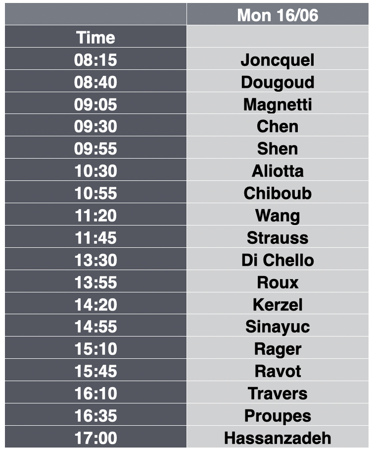 Schedule for oral exams 2025